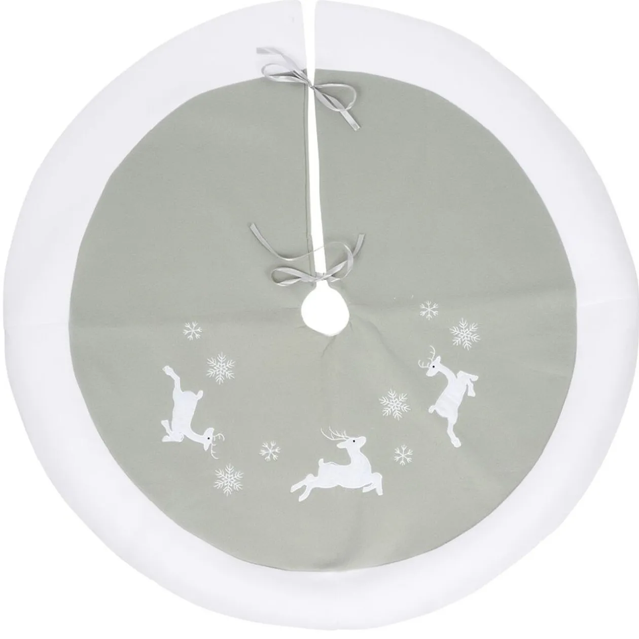 Tour de sapin gris rennes et flocons