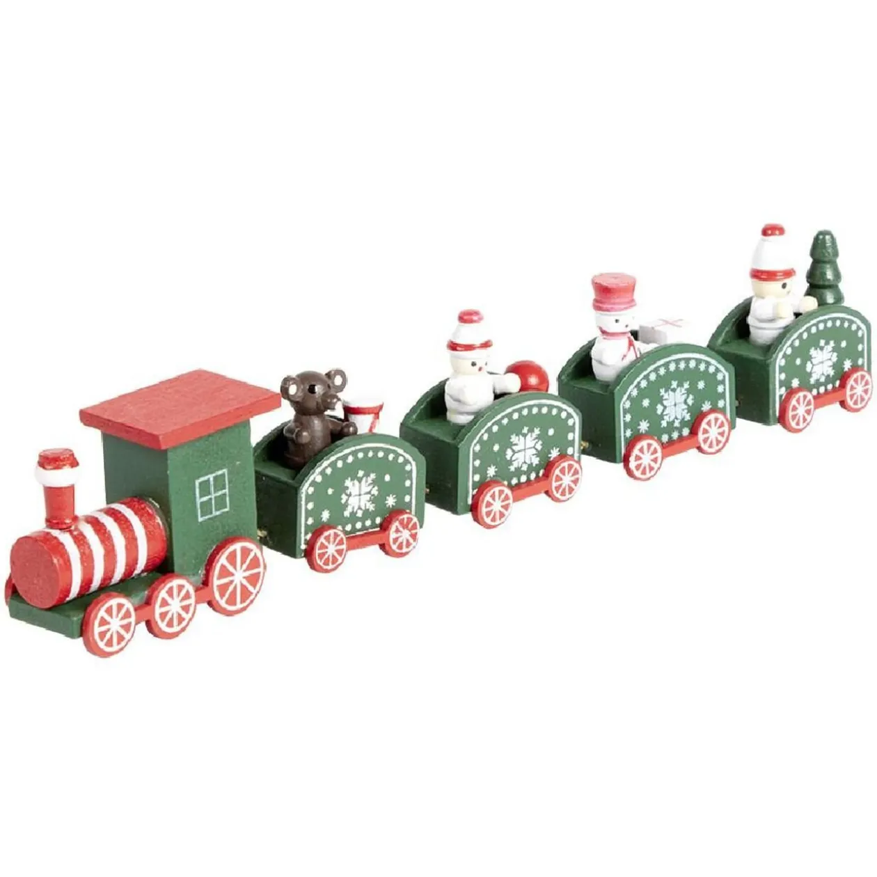 Train de Noël en bois rouge ou vert L24xH4,5cm