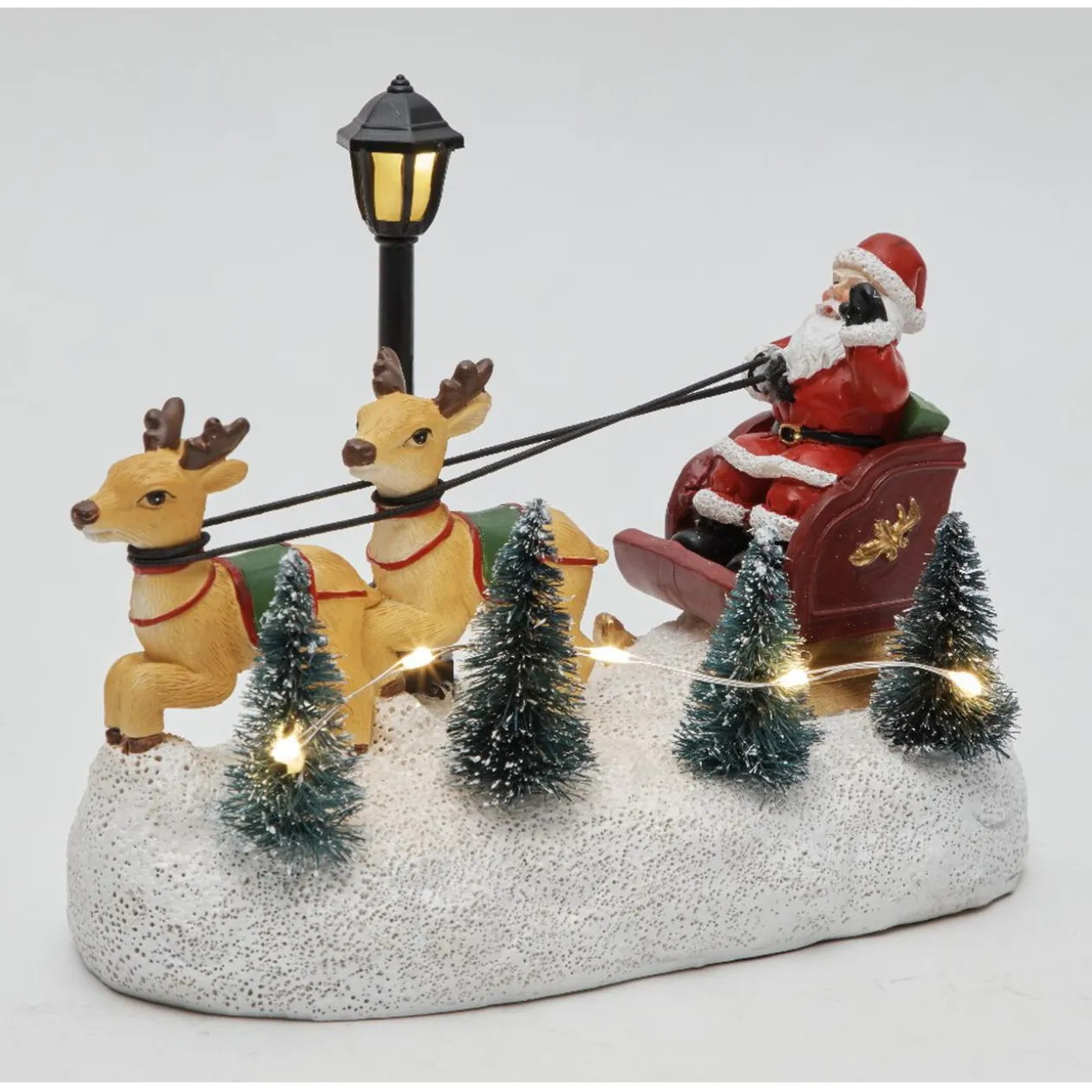 Traîneau de Noël et rennes lumineux 6 LED
