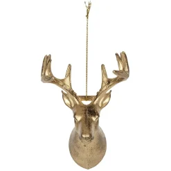 Tête de renne déco Noël à suspendre dorée