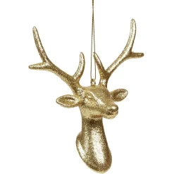 Tête de renne de Noël dorée à paillettes à suspendre