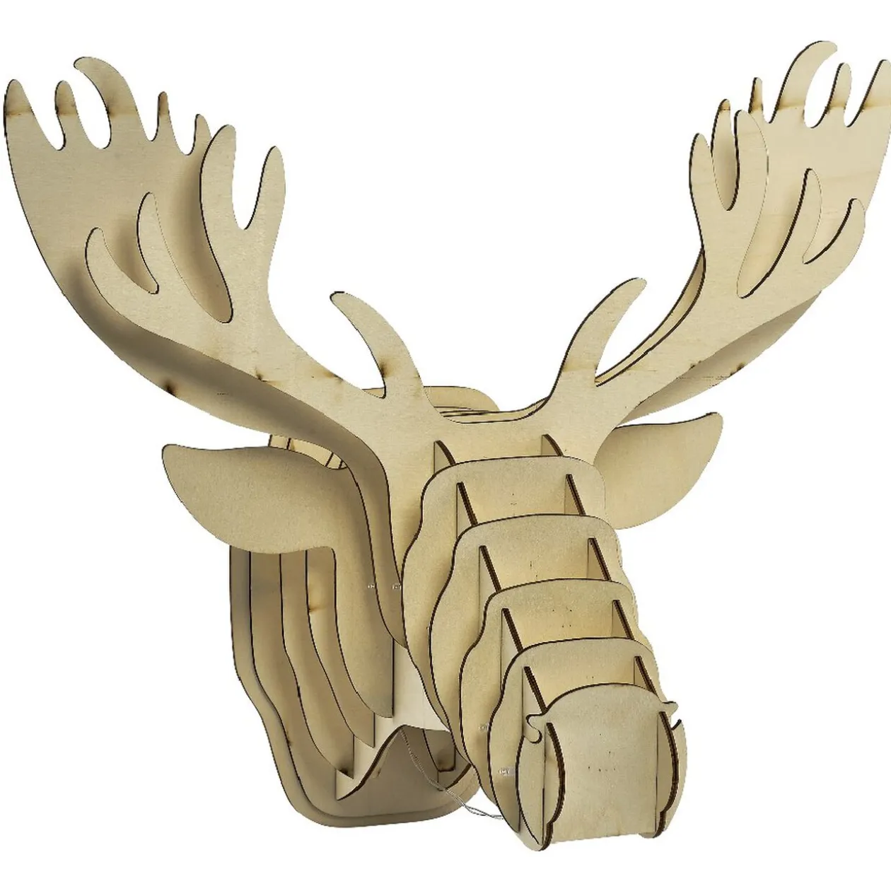 Tête de renne en bois lumineux 20 Led Blanc chaud