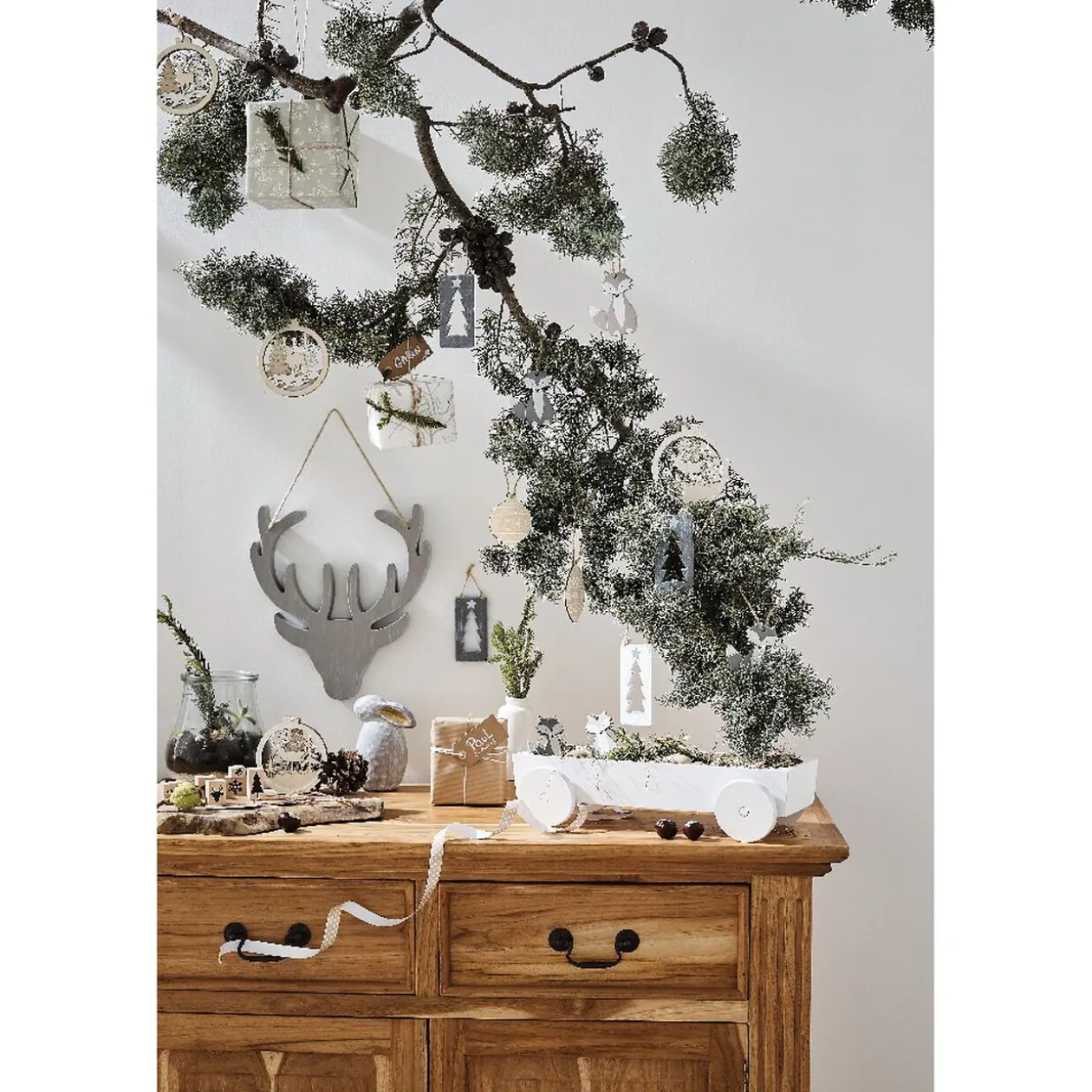 Tête de renne grise à suspendre