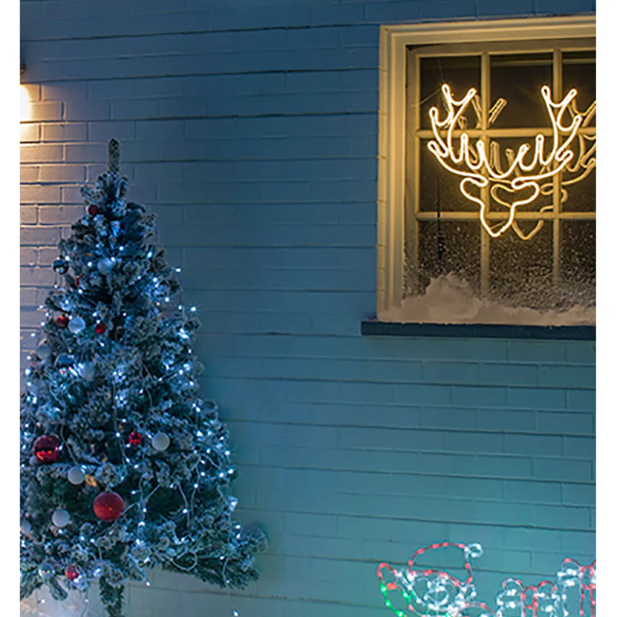 Tête de renne tube lumineuse 480 LED extérieur