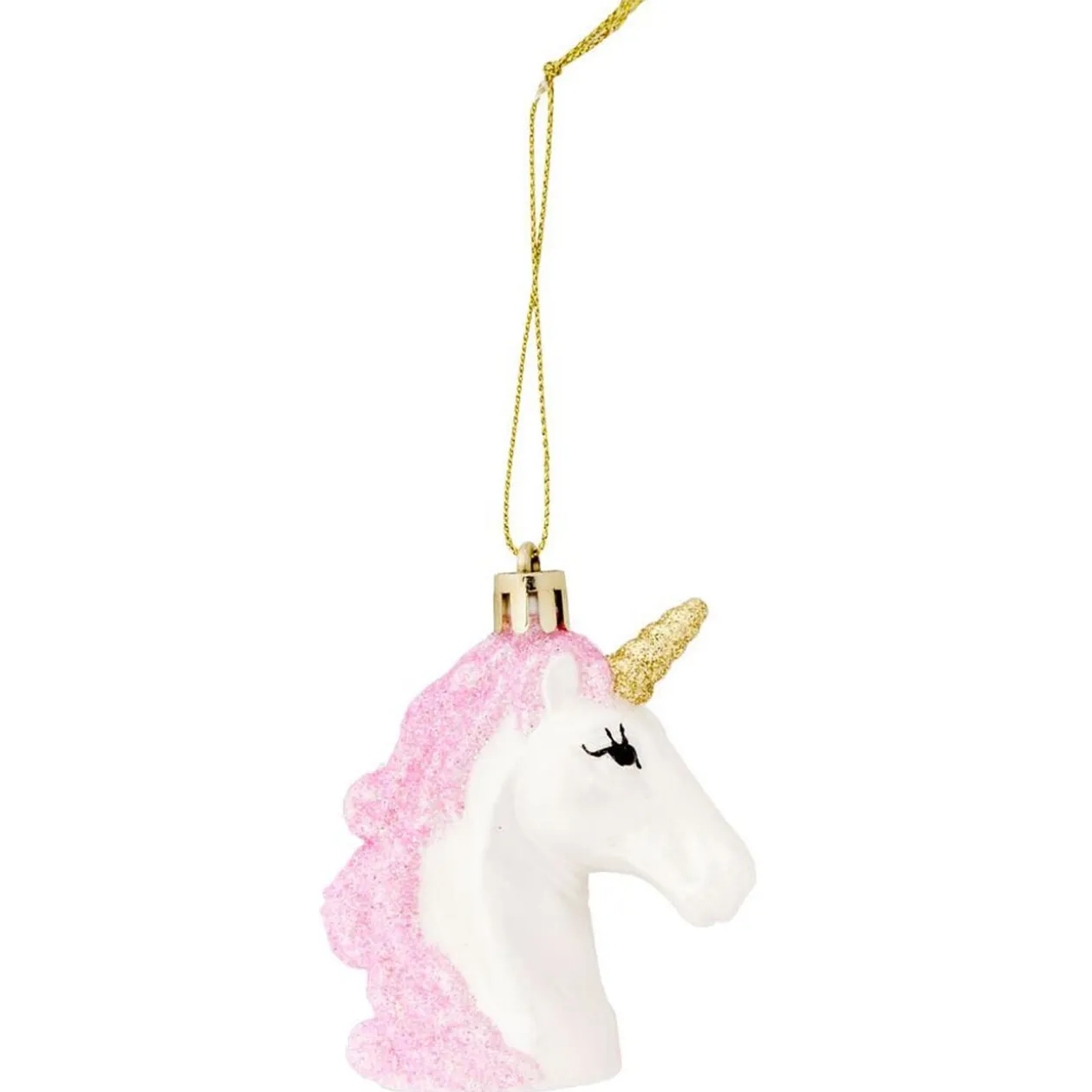 Tête licorne à suspendre rose et blanc 6,5x3,5xH7,5cm