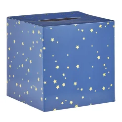 Urne d'anniversaire bleu et étoiles dorées en carton