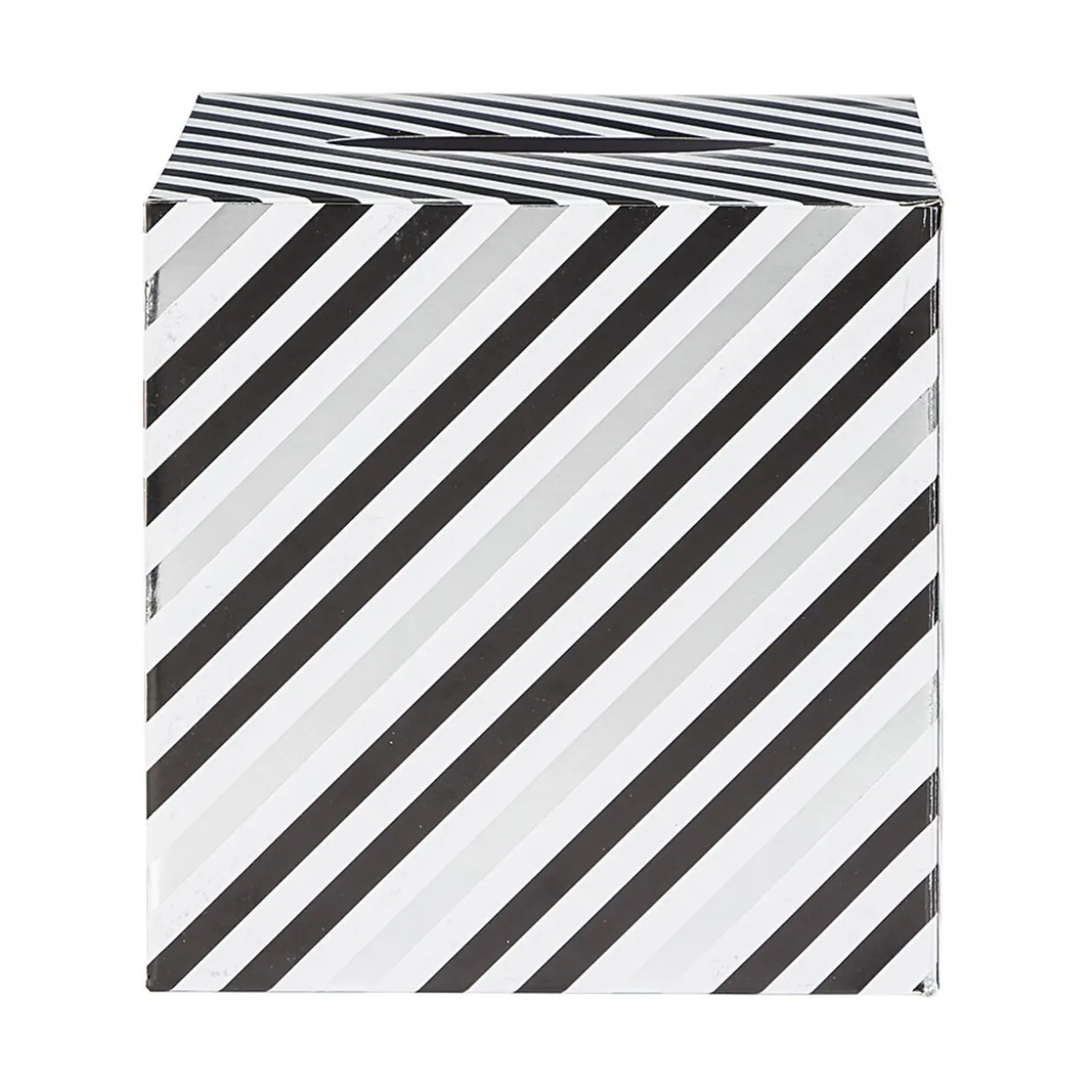 Urne d'anniversaire motif rayé noir et blanc en carton