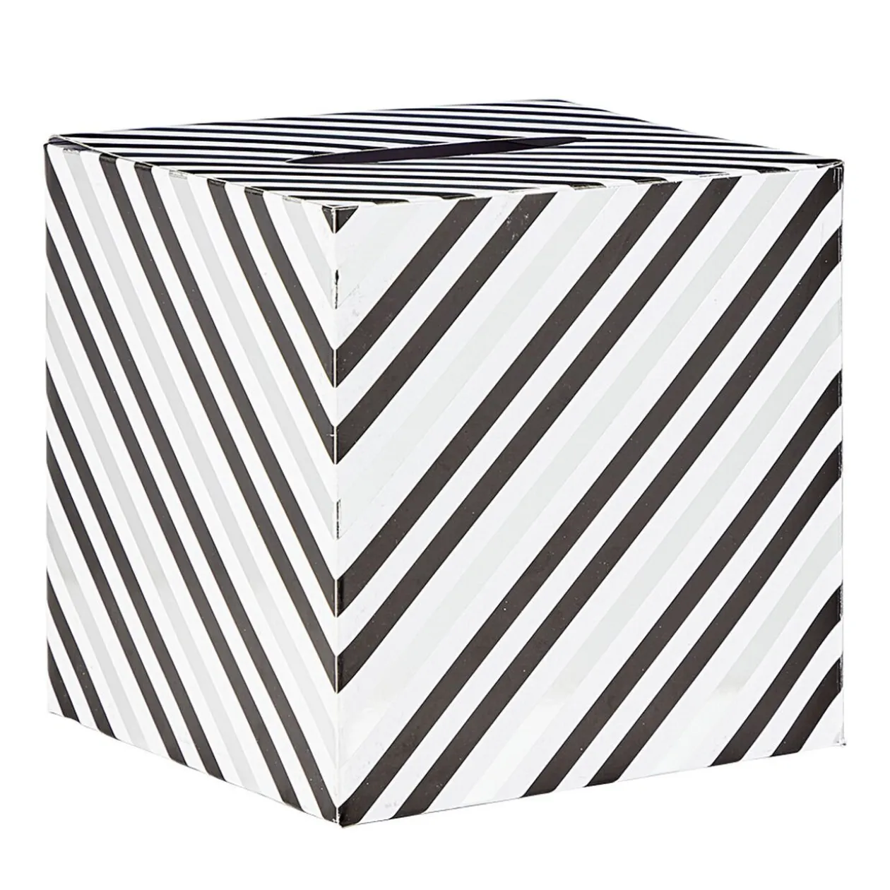 Urne d'anniversaire motif rayé noir et blanc en carton
