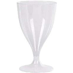Verre bas à pied en plastique transparent réutilisable x6