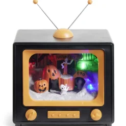 Village animé Halloween à piles télévision pumpkin park H19cm