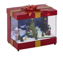 Village de Noël animé et lumineux en forme de cadeau