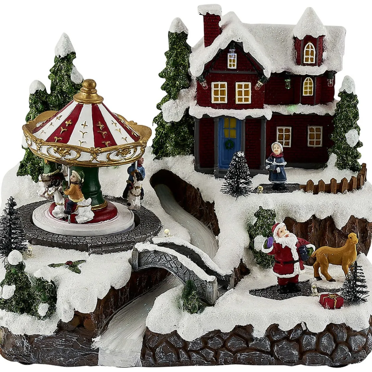 Village de Noël animé lumineux musical 18 LED multicolores