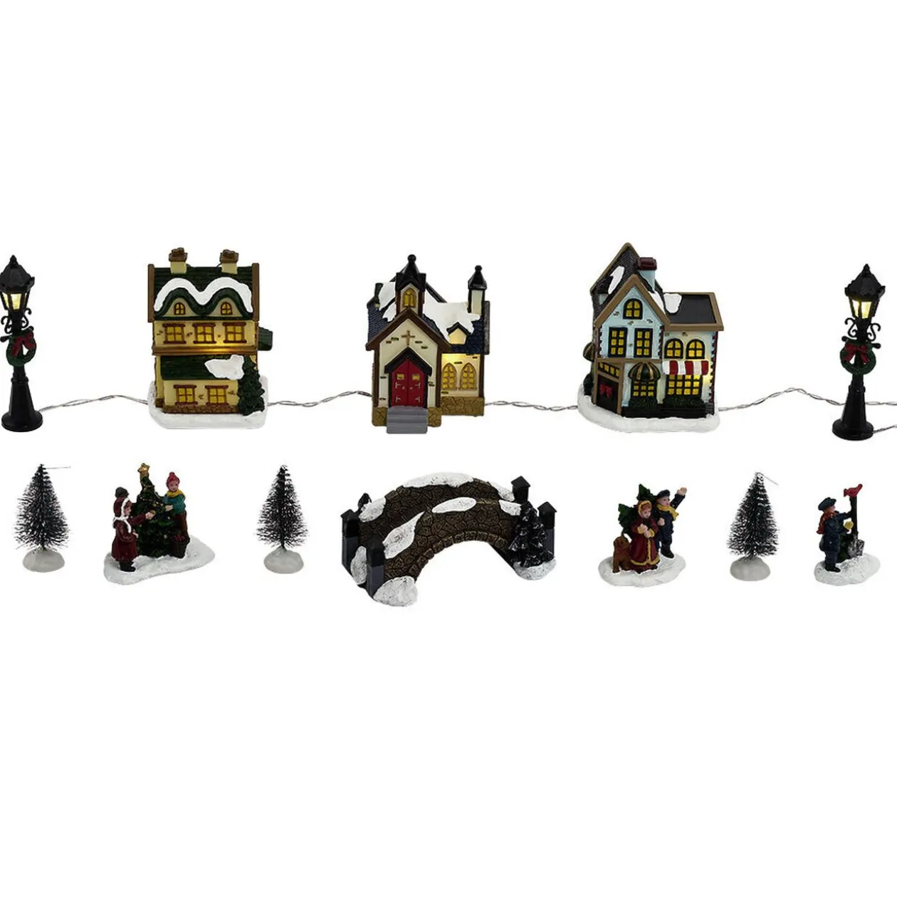 Village de Noël lumineux décor et personnages 12 pièces