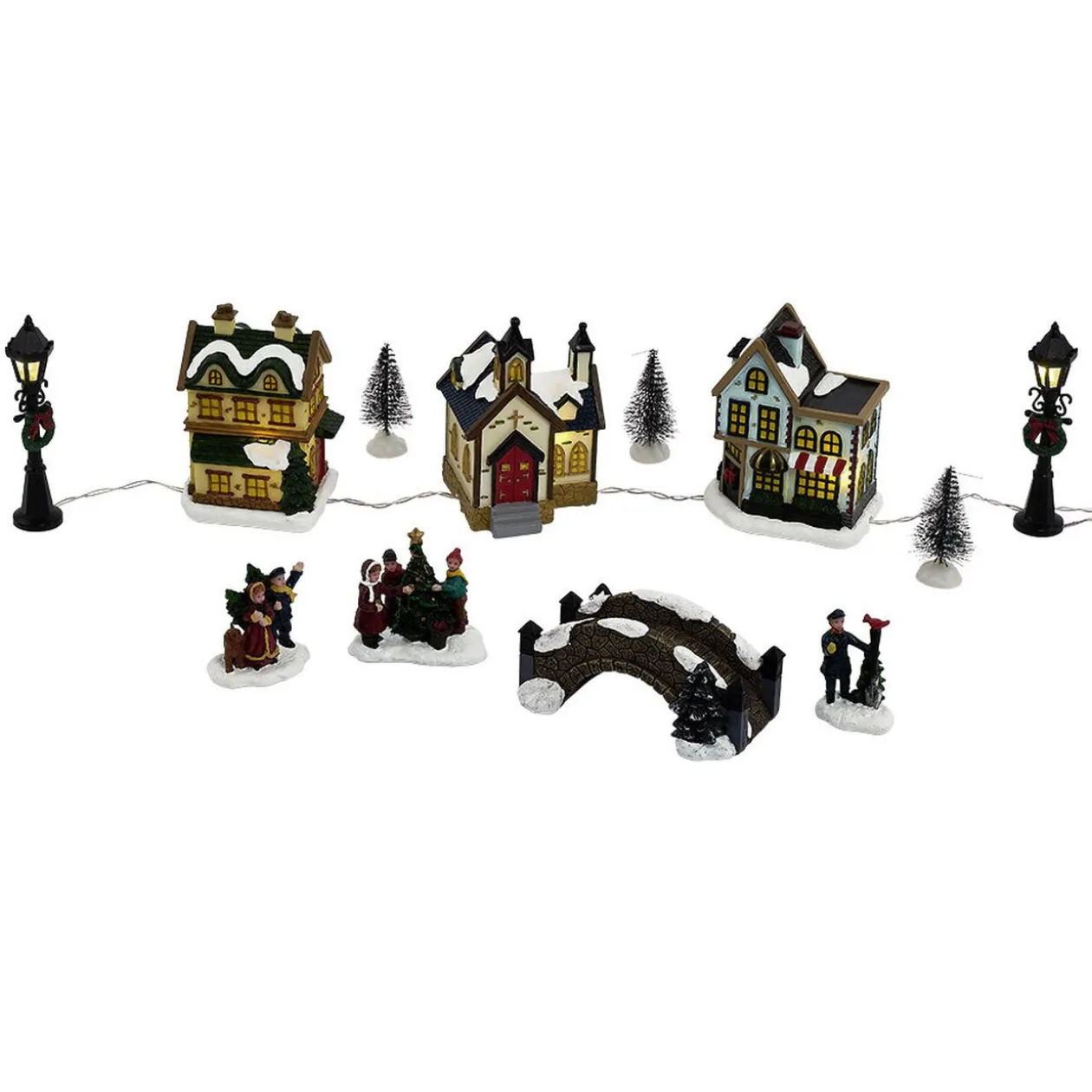 Village de Noël lumineux décor et personnages 12 pièces