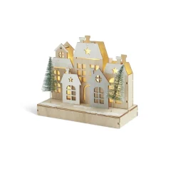 Village de Noël lumineux en bois 7LED