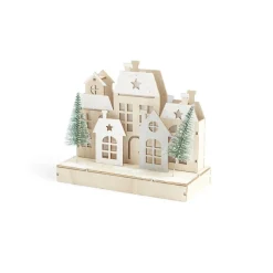 Village de Noël lumineux en bois 7LED