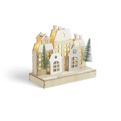 Village de Noël lumineux en bois 7LED