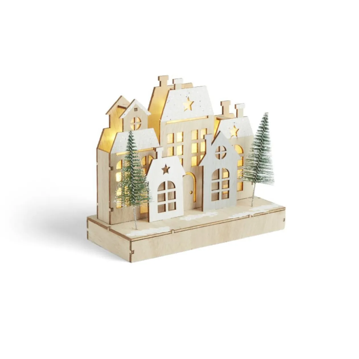 Village de Noël lumineux en bois 7LED