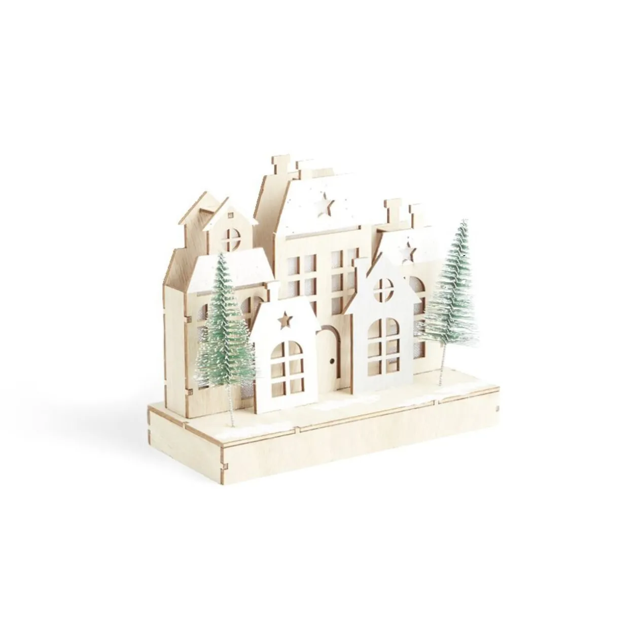 Village de Noël lumineux en bois 7LED