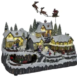 Village de Noël lumineux 42LED blanc chaudmusical et animé